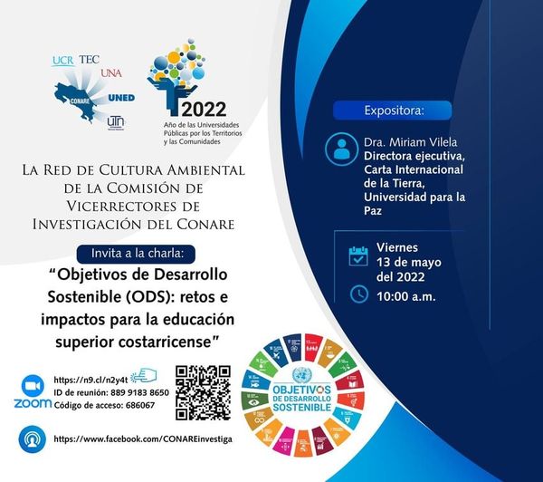 Charla: Objetivos de Desarrollo Sostenible (ODS): retos e impactos para la educación superior costarricense (CONARE)